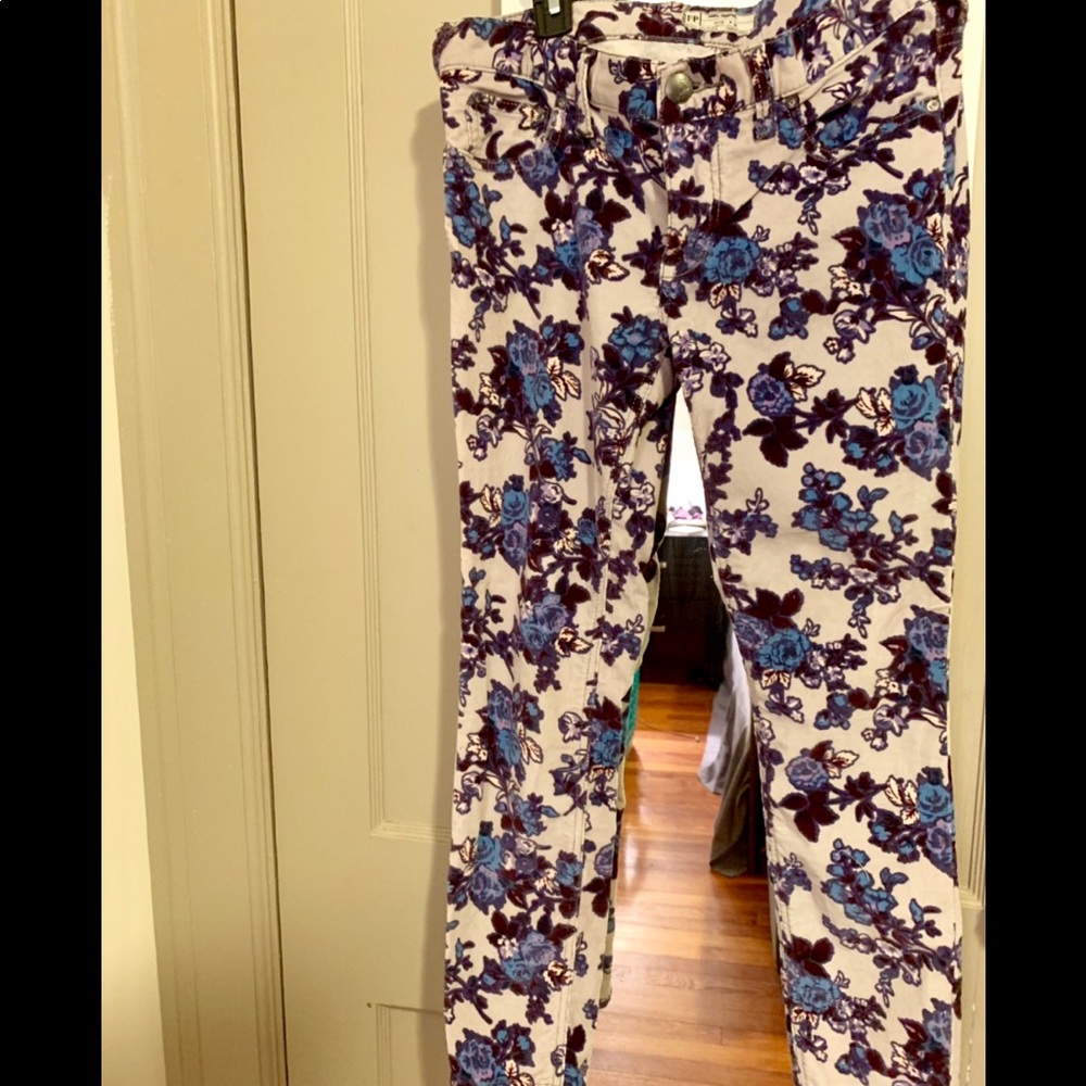Floral corduroy pants